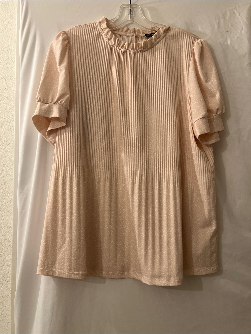 Adrianna Papell Soft Cream Pleated Short Sleeve Blouse